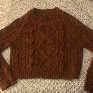 Alya Cable Knit Cropped Sweater - Burnt Orange